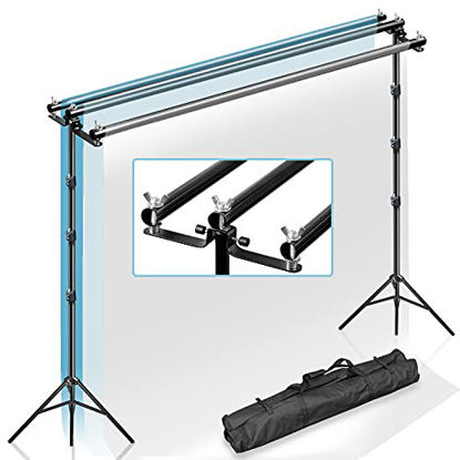 Picture of Julius Studio 10 x 9.6 feet (W x H) Triple Crossbar Backdrop Stand, 3 Cross Bars Easy Length Adjustable Background Support System Kit for Photography, Video, Party, Event, JSAG667