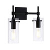 Picture of Effimero Black Bathroom Vanity 2 Light Fixture - Modern Over Mirror Lighting with Clear Glass Shades