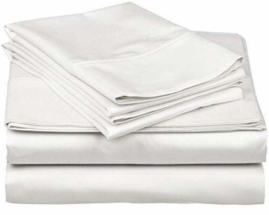 Picture of Pure Egyptian Queen Size Cotton Bed Sheets Set (Queen, 1000 Thread Count) White Bedding and Pillow Cases (6 Pc) - Egyptian Cotton Sheets Queen Size Bed- Sateen Sheets - 18 Deep Pocket Queen Sheets