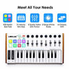 Picture of Vangoa Worlde TUNA MINI 25 Key USB MIDI Keyboard Controller with Drum Pads, 8 RGB Backlit Beat Pads, 8 Knobs, 8 Faders, White