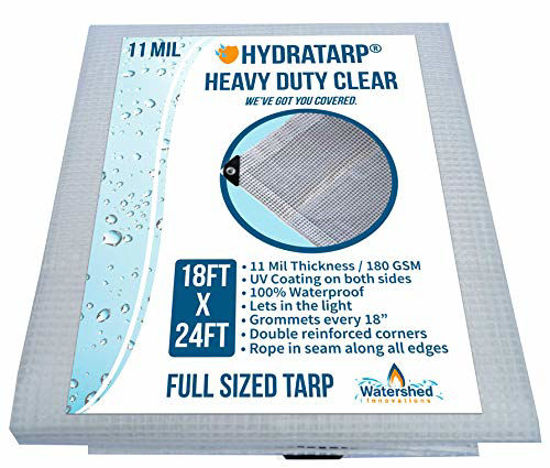 Picture of Heavy Duty Clear Greenhouse Tarp - 18ft x 24ft - Premium Quality 10 mil with 3x3 Mesh Weave for Added Strength - UV Coated Protection for Outdoor Camping RV Truck and Trailers