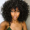 Picture of 200 Density Scalp Top Curly Full Machine Made Human Hair Wigs with Bangs Remy Brazilian Short Curly Wig For Women(14 inch)