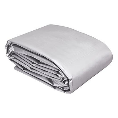 Picture of AmazonCommercial Multi Purpose Waterproof Poly Tarp Cover, 20 X 20 FT, 16MIL Thick, Silver/Black, 1-Pack