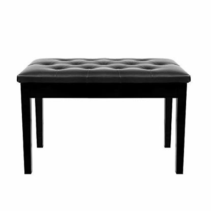 Picture of TOYEEKA Black 29'' Solid Wood PU Leather Double Duet Piano Stool Keyboard Bench with Storage Load 440lb