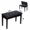 Picture of TOYEEKA Black 29'' Solid Wood PU Leather Double Duet Piano Stool Keyboard Bench with Storage Load 440lb