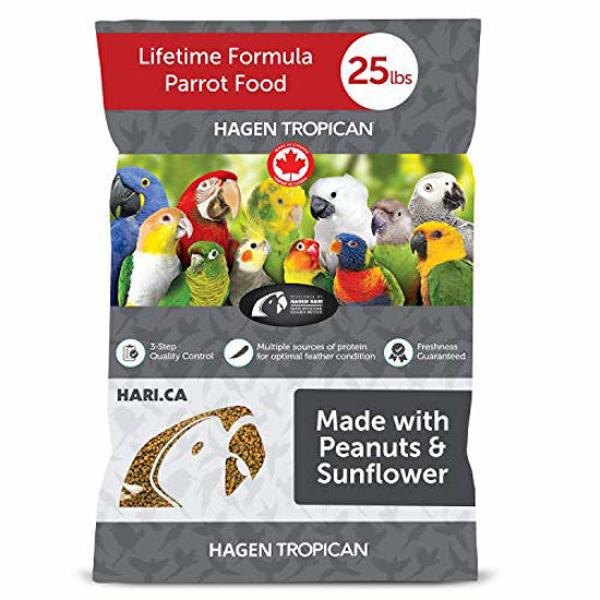 Picture of Hari Tropican Bird Food, Hagen Parrot Food with Peanuts & Sunflower Seeds, Cockatiels Granules, Lifetime Formula, 2mm, 25 lb Bag