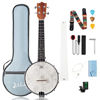 Picture of Mulucky 4 String Banjolele, Banjo Ukulele Concert Size 23 Inch with Remo Head, Closed Solid Wood Back, Beginner Kit with Truss Rod Gig Bag Tuner String Strap Picks - BU803