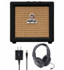 Picture of Orange Amps Crush Mini 3W Guitar Combo Amplifier (Black) Bundle with Samson SR350 Over Ear Stereo Headphones, and Blucoil Slim 9V Power Supply AC Adapter