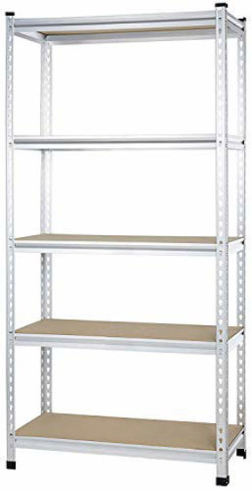 Picture of Amazon Basics Medium Duty Storage Shelving Double Post Press Board Shelf, 36 x 18 x 72 Inch, Aluminum