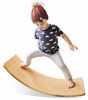 Picture of HAN-MM Wooden Wobble Balance Board with Felt Layer Waldorf Toys Balance Board Kid Yoga Board Curvy Board - Wooden Rocker Board 35 Inch Kid Size Yellow