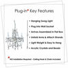 Picture of Gypsy Color Plug-in 4 Light Crystal White Hanging Swag Chandelier H17.5InchxW15Inch, White Metal Frame with Clear Glass Stem and Clear Acrylic Crystals & Beads That Sparkle Just Like Glass