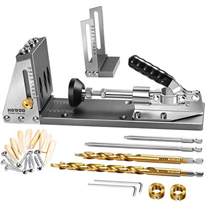 Picture of HOWOD Pocket Hole Jig Kit, Professional and Upgraded All-Metal Pocket Screw Jig.