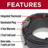 Picture of Heat Cable for Pipe Freeze Protection, 40 feet, with Built-in Thermostat and 16 Feet of High-Temp Installation Tape, Heavy-Duty, Self-Regulating, 120 volt