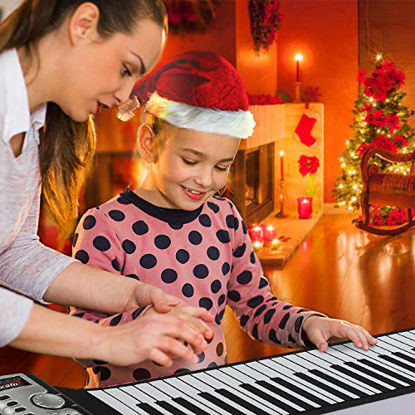 Picture of Lujex Standard 88 Keys Portable Roll Up Piano for Kids Adults (White, 88Keys)