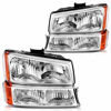 Picture of DWVO Headlight Assembly Compatible with 2003-2007 Chevy Silverado 1500HD/2500HD /2003-2006 Chevrolet Avalanche (Chrome Housing Amber Reflector)