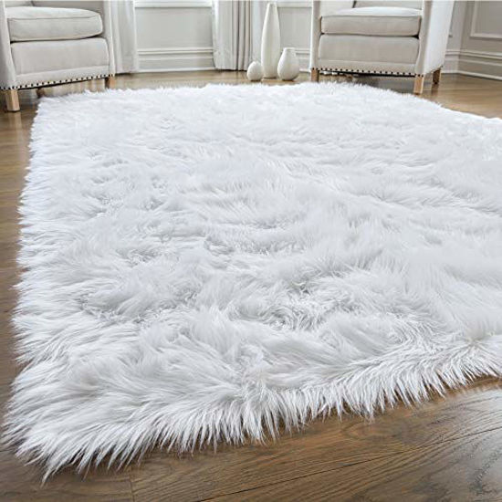 Gorilla Grip Fluffy Faux Fur Rug, 5x8, Machine Washable Soft Furry Area  Rugs, Rubber Backing, Plush Floor Carpets for Baby Nursery, Bedroom, Living