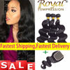 Picture of 10A Brazilian Virgin Hair Body Wave 3 Bundles with Closure (12 14 16+10"Closure) Virgin Brazilian Remy Human Hair Bundles with Closure 100% Unprocessed Remy Hair Bundles with Closure Natural Color