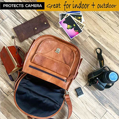 Picture of Leather Camera Bag, Street Photography Crossbody Shoulder Handbag with Removable Insert, Fits Standard Size DSLR with Lens, Brown