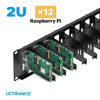 Picture of UCTRONICS Front Removable 2U Rackmount for Raspberry Pi, 19-inch 2U Server Rack with 12 Pieces of Removable Mounting Plates for Raspberry Pi 4B, 3B+/3B, and Other B Models