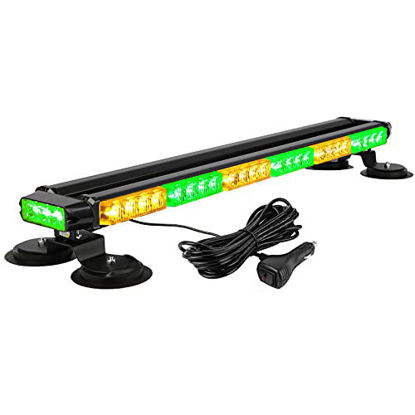 Picture of ASPL 29.5" 54 LED Strobe Light Bar Double Side Flashing High Intensity Emergency Warning Flash Strobe Light with Magnetic Base for Safety Construction Vehicles Tow Trucks Pickup (Amber/Green)