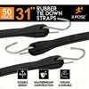 Picture of Rubber Bungee Cords with Hooks 50 Pack 31 Inch (54 Max Stretch) Heavy-Duty Black Tie Down Straps for Outdoor, Tarp Covers, Canvas Canopies, Motorcycle, and Cargo - by Xpose Safety