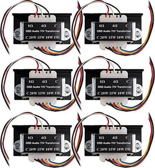 Picture of Commercial 70V Transformer Tap 8Ohms, 20W 15W 10W 5W OSD Audio SP70 (6-Pack)