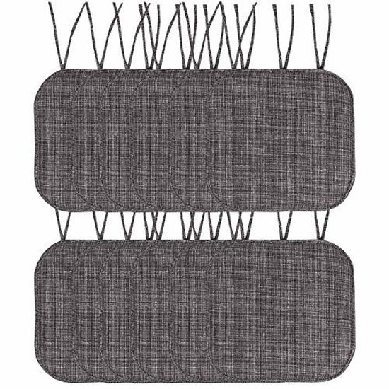 Picture of Sweet Home Collection Chair Cushion Memory Foam Pads with Ties Honeycomb Pattern Slip Non Skid Rubber Back Rounded Square 16" x 16" Seat Cover, 12 Count (Pack of 1), Aria Gray/Black 4