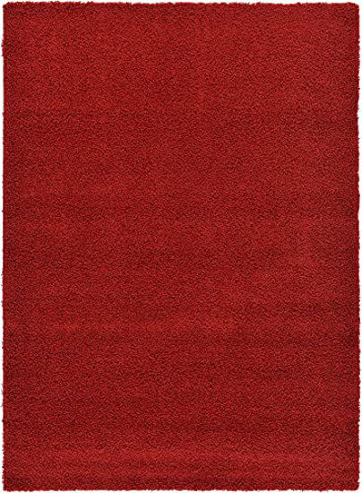 Picture of Unique Loom Solo Solid Shag Collection Area Modern Plush Rug Lush & Soft, 7' 0 x 10' 0, Cherry Red