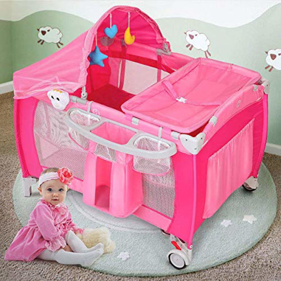 Girl pack n play hotsell with bassinet