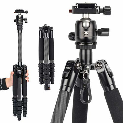 Picture of SIRUI Carbon Fiber Traveler 5CX 51.97 inches Camera Tripod Lightweight Travel Outdoor Tripod with 360° Panoram B-00K Ball Head and Arca Swiss Quick Release Plate, Folded Height 12.4",Load 11lbs/5kg