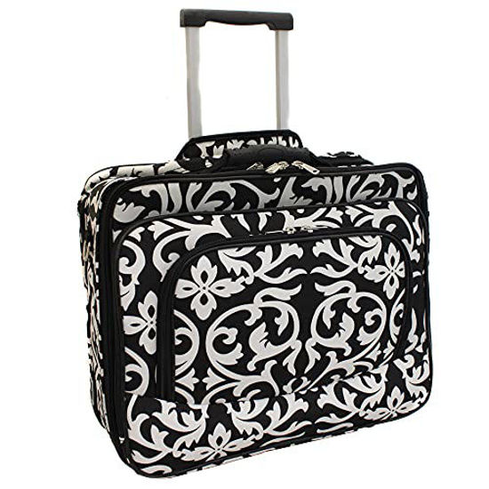 Picture of World Traveler Rolling 17-Inch Laptop Briefcase Computer Case, Black Trim Damask, One Size