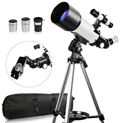 Picture of Telescope, Telescopes for Adults, 70mm Aperture 400mm Focal Length, Telescope for Adults Astronomy Travel Refractor Telescope with Carry Bag, Gift for Kids