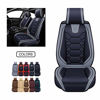 Picture of OASIS AUTO OS-004 Leather Car Seat Covers, Faux Leatherette Automotive Vehicle Cushion Cover for 5 Passenger Cars & SUV Universal Fit Set for Auto Interior Accessories (Front Pair, Black&Grey)