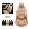 Picture of OASIS AUTO OS-001 Leather Car Seat Covers, Faux Leatherette Automotive Vehicle Cushion Cover for 5 Passenger Cars & SUV Universal Fit Set for Auto Interior Accessories (Front Pair, TAN)