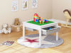 Picture of UTEX 2 in 1 Kids Construction Play Table with Storage Drawers and Built in Plate (White)