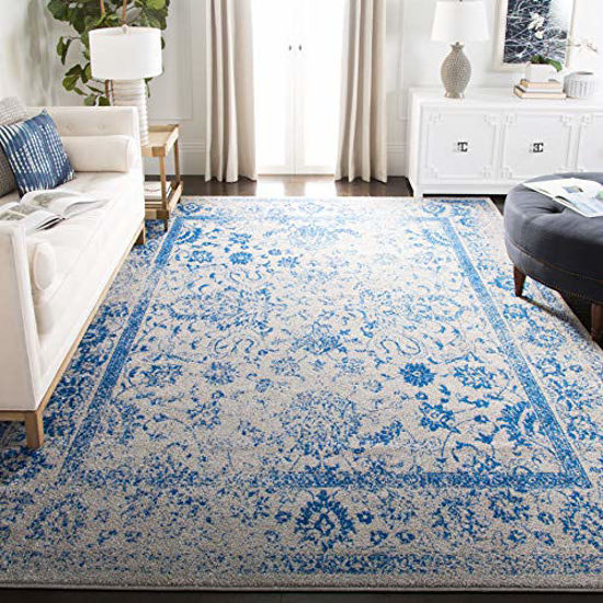 Picture of SAFAVIEH Adirondack Collection ADR109A Oriental Distressed Non-Shedding Living Room Bedroom Dining Home Office Area Rug, 8' x 8' Square, Grey / Blue
