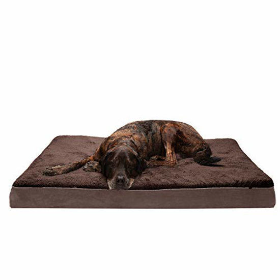 Picture of Furhaven Cooling Gel Foam Pet Bed for Dogs and Cats - Classic Cushion Terry and Suede Dog Bed Mat with Removable Washable Cover, Espresso, Jumbo Plus (XX-Large)