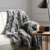 Picture of Luxury Faux Fur Throw Blanket King Size, Ultra Big Grey and Black High Pile Mixed Faux Fur Blanket, Super Warm, Fuzzy, Elegant, Fluffy Decoration Blanket Scarf for Sofa, Couch and Bed, 104''x 90''