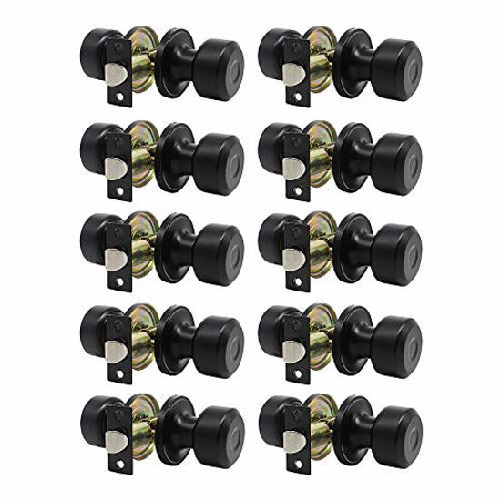 Picture of KNOBWELL 10 Pack Matte Black Passage Door Knob Set Interior Door Knobs, Closet Door Knobs, Hallway/Closet Door Knob Indoor Door knob