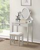 Picture of Roundhill Furniture Moniys Wood Moniya Makeup Vanity Table and Stool Set, Silver