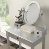 Picture of Roundhill Furniture Moniys Wood Moniya Makeup Vanity Table and Stool Set, Silver