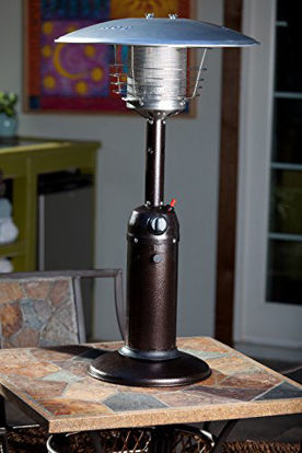 Picture of Fire Sense Hammer Tone Bronze Table Top Patio Heater | Uses 1 Pound Propane Tank | 10,000 BTU Output | Portable Outdoor Heat Lamp | Ideal for Garage, Camping, Hiking, Picnics | CSA Approved, ODS Comp