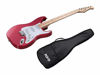 Picture of Monoprice Cali Classic Electric Guitar - Wine Red, 6 Strings, Double-Cutaway Solid Body, Right Handed, SSS Pickups, Full-Range Tone, with Gig Bag, Perfect for Beginners - Indio Series