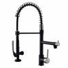 Picture of Pull Down Kitchen Faucet with Sprayer,Fapully Commercial Matte Black&Brushed Nickel Kitchen Sink Faucets