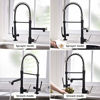 Picture of Pull Down Kitchen Faucet with Sprayer,Fapully Commercial Matte Black&Brushed Nickel Kitchen Sink Faucets