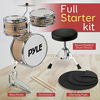 Picture of Pyle 3-Piece Kids Drum Set - 13" Complete Junior Drummer Kit with Wooden Shells, Bass & Foot Pedal, Snare, Tom, Cymbal w/Stand, Pair of Drumsticks, Adjustable Comfortable Padded Throne, For Beginner