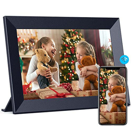  WiFi Digital Picture Frame 10.1 Inch Smart Digital Photo Frame  with IPS Touch Screen HD Display, 16GB Storage Easy Setup to Share Photos  or Videos Anywhere via Free Frameo APP (Brown