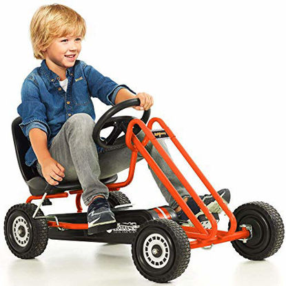 Picture of Hauck Lightning - Pedal Go Kart | Pedal Car | Ride On Toys for Boys & Girls with Ergonomic Adjustable Seat & Sharp Handling - Orange