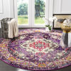 Picture of SAFAVIEH Monaco Collection MNC243P Boho Chic Medallion Distressed Non-Shedding Dining Room Entryway Foyer Living Room Bedroom Area Rug, 6'7" x 6'7" Round, Violet / Fuchsia