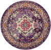Picture of SAFAVIEH Monaco Collection MNC243P Boho Chic Medallion Distressed Non-Shedding Dining Room Entryway Foyer Living Room Bedroom Area Rug, 6'7" x 6'7" Round, Violet / Fuchsia